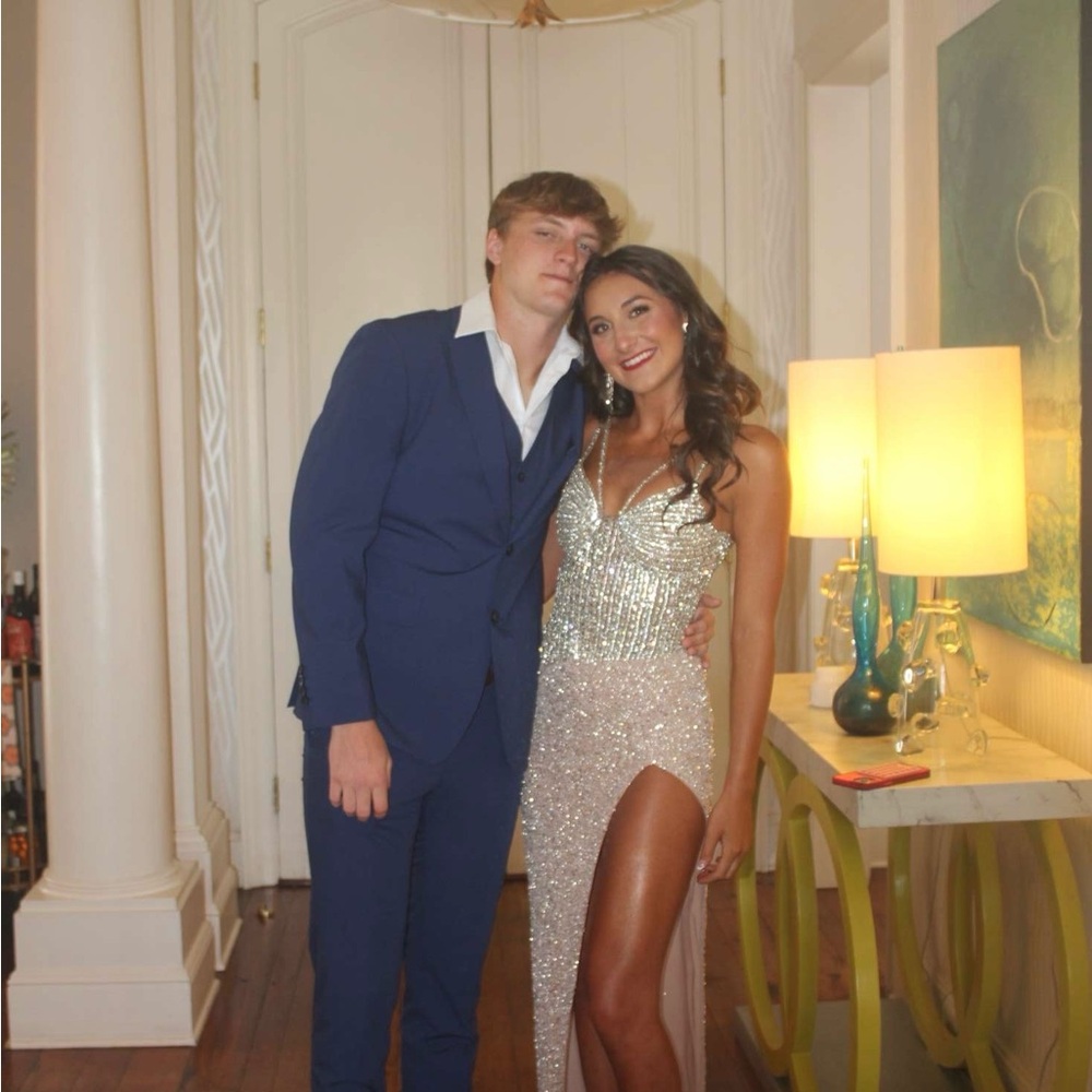Elegant Silver Sequin Gown